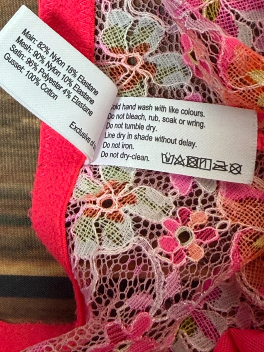 Vamp Pink Floral Embroidered Lace Underwire Sheer Bra & Panty Set 36DD Lingerie